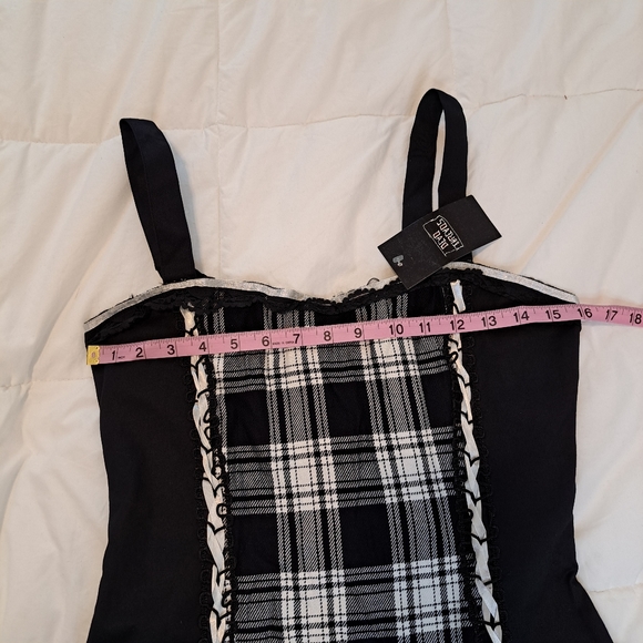 Dead Threads Goth Dress Plaid Black White Frill Lace Mini Dark Academia - Picture 5 of 11